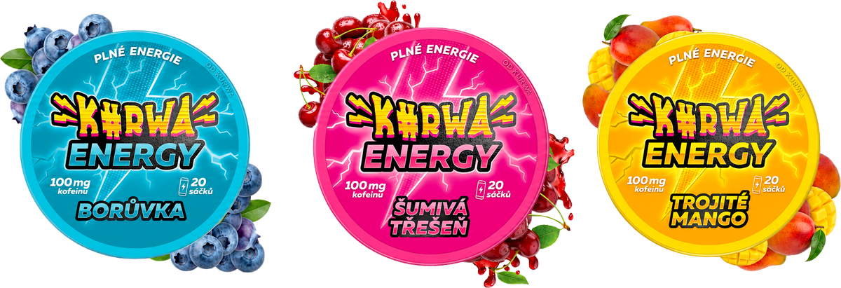 Kurwa Energy kofeinové sáčky Blueberry