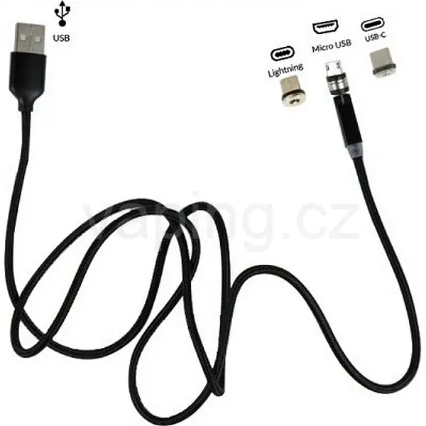 Magnetic Cable 540° - USB kabel pro rychlé nabíjení 100cm (černý)