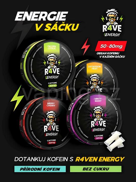 R4VE ENERGY kofeinové sáčky MINTY BERRY (50mg)