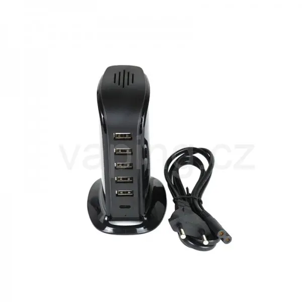 GVG Pro 506AL AC nabíjecí stanice 220V -> 5x USB-A 1x USB-C (černý) 4A