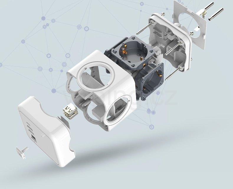 GVG Pro PowerCube rozbočovač 220V -> 2x USB-A 1x USB-C (bílá) 3,1A