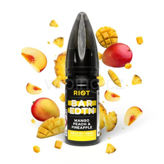 E-liquid Salt RIOT BAR EDTN s příchutí MANGO PEACH PINEAPPLE 10ml (mango, broskev a ananas) 10mg