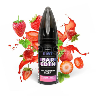 E-liquid Salt RIOT BAR EDTN s příchutí STRAWBERRY MAXX 10ml (jahodový energetický nápoj) 20mg