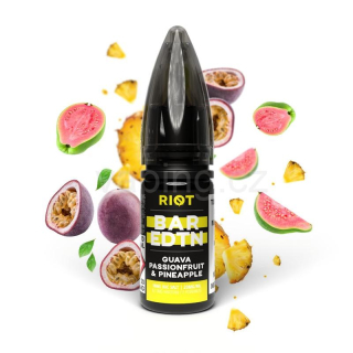 E-liquid Salt RIOT BAR EDTN s příchutí GUAVA PASSIONFRUIT PINEAPPLE 10ml (guava, marakuja a ananas) 20mg