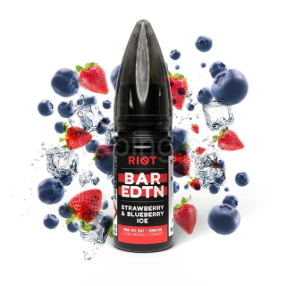 E-liquid Salt RIOT BAR EDTN s příchutí STRAWBERRY & BLUEBERRY ICE 10ml (ledové jahody a borůvky) 5mg