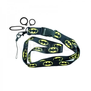 šňůrka na krk - s potiskem a 3 silikonovými kroužky (BATMAN B)