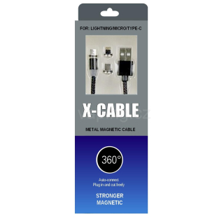 Magnetic Cable 360° - USB kabel pro rychlé nabíjení 100cm (černý)