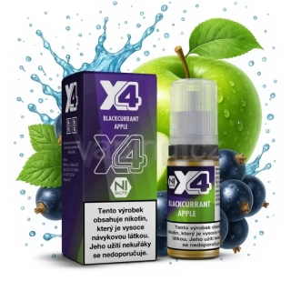 X4 Salt e-liquid - BLACKCURRANT APPLE 10ml (černý rybíz a jablko) 10mg