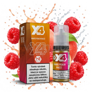 X4 Salt e-liquid - WHITE PEACH RAZZ 10ml (broskev a malina) 10mg