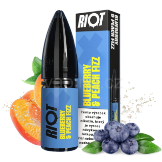 E-liquid Salt RIOT X s příchutí BLUEBERRY PEACH FIZZ 10ml (borůvka a broskvová limonáda) 5mg