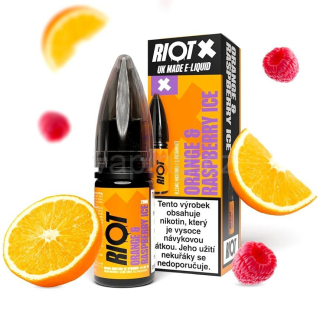 E-liquid Salt RIOT X s příchutí ORANGE RASPBERRY ICE 10ml (chladivý pomeranč a malina) 5mg