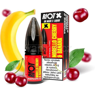 E-liquid Salt RIOT X s příchutí MORELLO CHERRY & BANANA 10ml (kyselá višeň & banán) 20mg